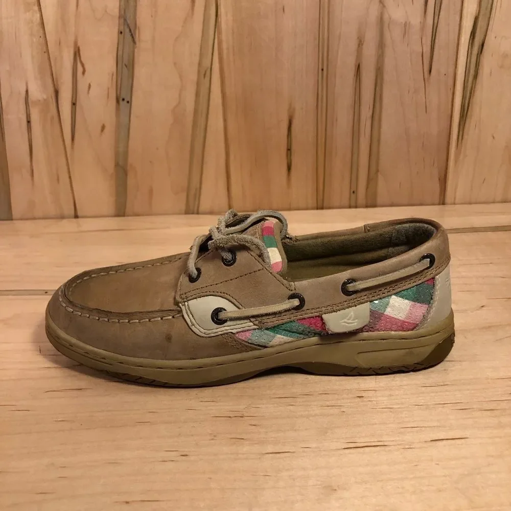 Sperry Top Sider Blue Fish Leather Boat Shoes Girl’s Size 3.5M